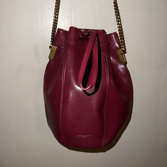 Red saint laurent tabitha hard leather bucket bag small - Picture 1 of 10